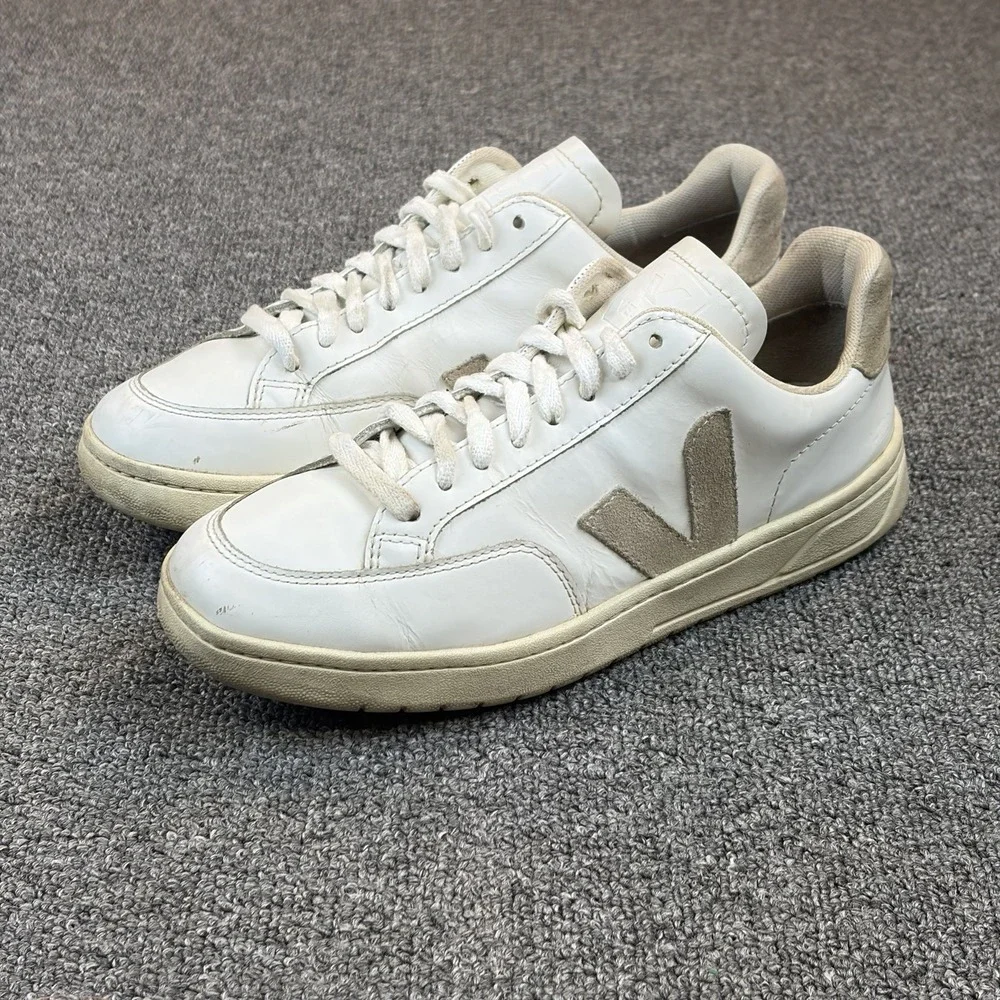 Veja Women's Esplar Logo V-12 Lace Up Sneakers Extra White/Sable Shoes Size 8 US